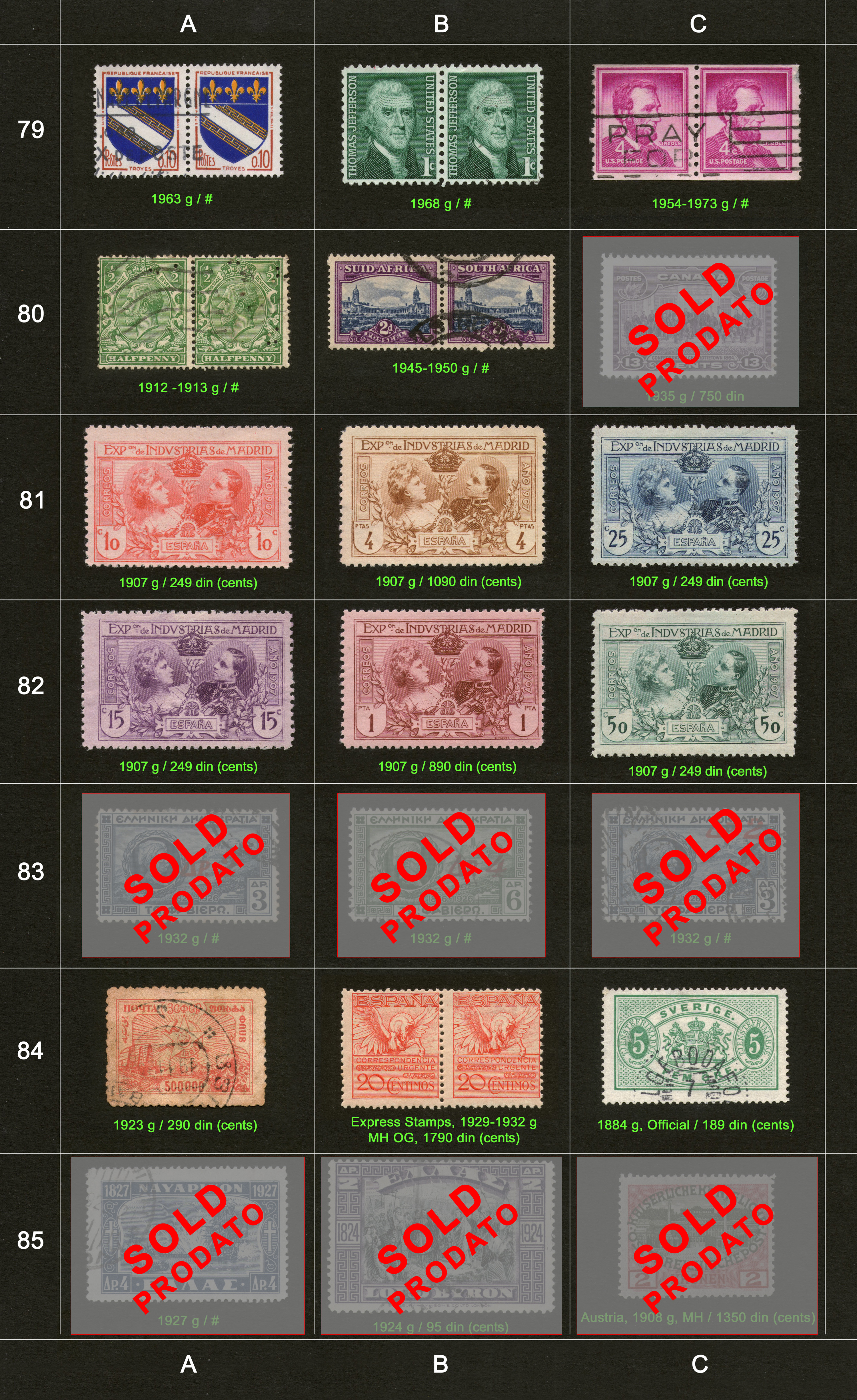 Stamps for sale